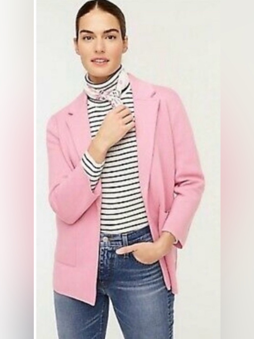 J.Crew Sophie Open-Front Sweater-Blazer Pink Medium merino wool preppy classic